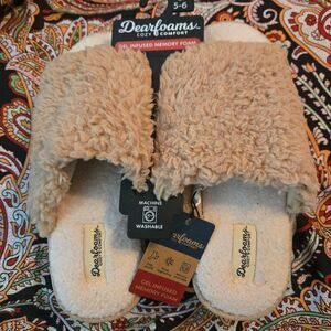 Dearfoams Cozy Memory Foam Platform Slippers Size 5-6 Small